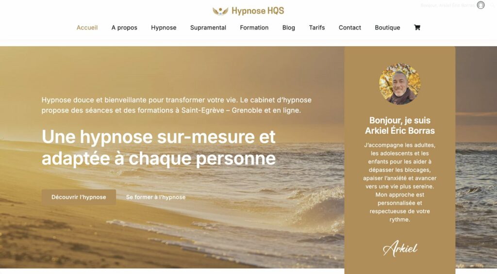 Page d'accueil du site Arkiel Hypnose